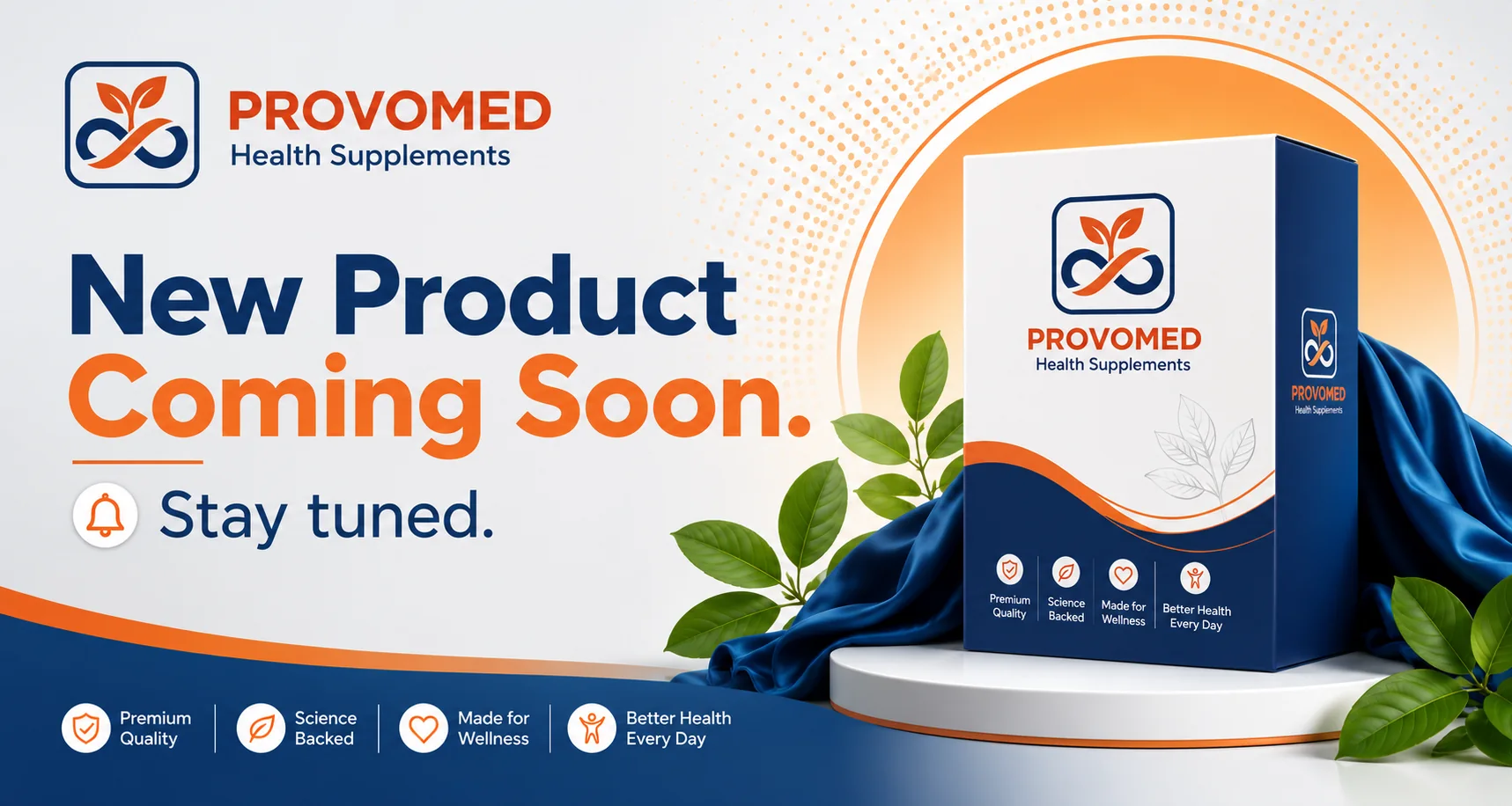 Provomed Health Supplements. New Product Coming Soon. Stay tuned. Premium quality, science backed, made for wellness, better health every day.